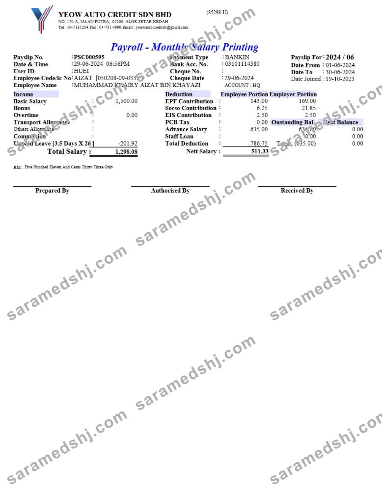 Yeow Auto Credit payroll template in Word and PDF formats.pdf, 1